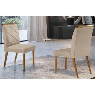 Kit 2 Cadeiras Sala Jantar Melissa 2 Un Imbuia/Linho Bouclê Creme - Rufato