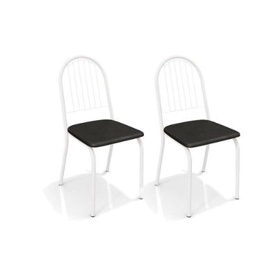 Kit 2 Cadeiras Sala Jantar Noruega 2C077BRF  2 Un Branco Fosco/Courano Preto - Kappesberg