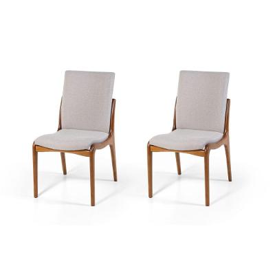 Conjunto 2 Cadeiras De Jantar Estofada Garbo Cinza Claro