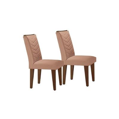 Kit 2 Cadeiras Sala Jantar Londrina Madeira 2 Un Capuccino/Veludo Pérola - Rufato