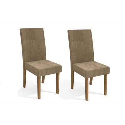 Kit 2 Cadeiras Sala Jantar 2CAD131  2 Un Freijó/Suede Caramelo - Kappesberg