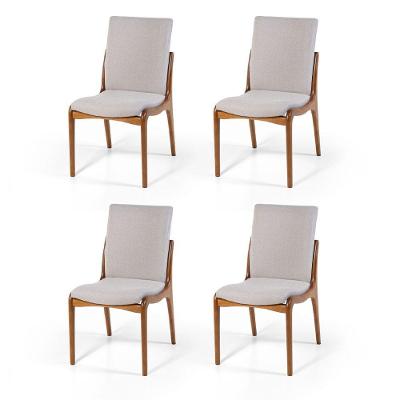 Conjunto 4 Cadeiras De Jantar Estofada Garbo Cinza Claro