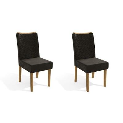 Kit 2 Cadeiras Sala Jantar 2CAD129MD  2 Un Freijó/Veludo Chumbo - Kappesberg