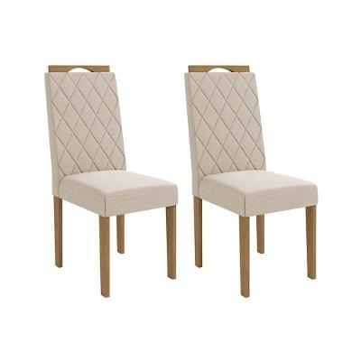 Kit 2 Cadeiras Sala Jantar 2cad152 2 Un Freijó - Assento-encosto Linho Caqui A040