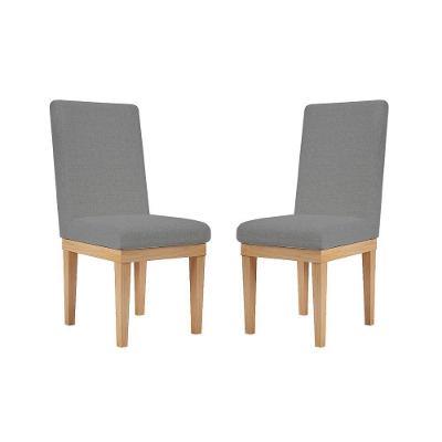 Kit 2 Cadeiras De Jantar Estofadas Para Mesa Tecido Grafite