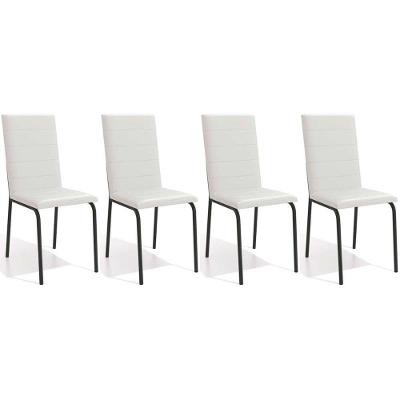 Cadeiras De Cozinha Amsterdã C091 Kit 4 Un Preto Fosco/courano Branco - Kappesberg
