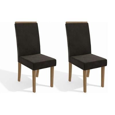 Kit 2 Cadeiras Sala Jantar 2CAD142 2 Un Freijó - Assento/Encosto Veludo Deluxe Chumbo - Kappesberg