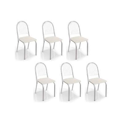 Cadeiras de Cozinha Noruega C077 Kit 6 Un Cromada - Assento Branco 106 - Kappesberg