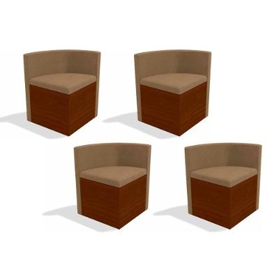 Kit 4 Cadeiras Sala Jantar 4CAD800  4 Un Walnut Fosco/Suede Caramelo - Kappesberg