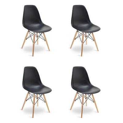 Kit 04 Cadeiras Eiffel Charles Eames Sala De Jantar Preto