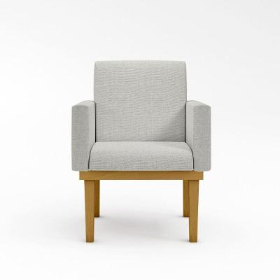Cadeira Poltrona Com Base Reforçada Linho Cinza Claro