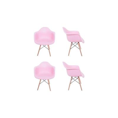 Kit 04 Cadeiras Eiffel Melbourne Rosa Com Em Madeira