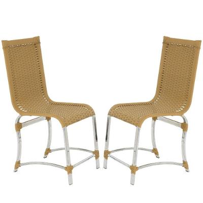 2 Cadeiras De Jantar Haiti Em Alumínio Ráfia