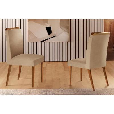 Kit 2 Cadeiras Sala Jantar Athenas 2 Un Imbuia/Linho Bouclê Creme - Rufato
