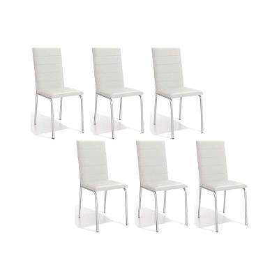 Cadeiras de Cozinha Amsterdã C091 Kit 6 Un Cromada - Assento Branco 106 - Kappesberg