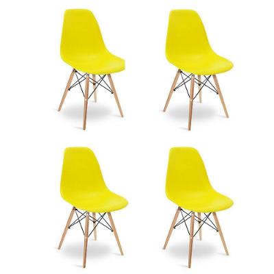 Kit 04 Cadeiras Eiffel Charles Eames Sala De Jantar Amarelo