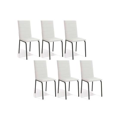 Cadeiras De Cozinha Amsterdã C091 Kit 6 Un Preto Fosco/courano Branco - Kappesberg