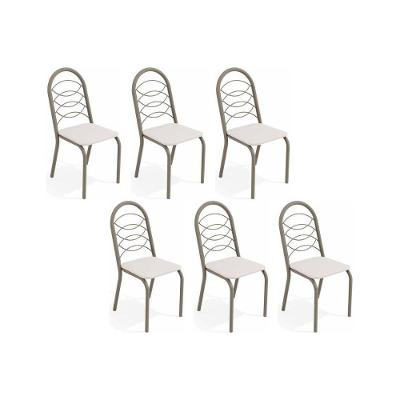 Cadeiras de Cozinha Holanda C009 Kit 6 Un Niquel/Branco 106 - Kappesberg