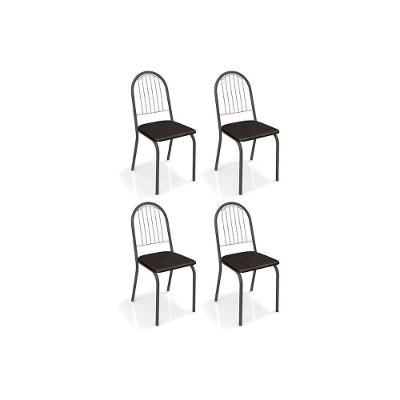 Kit 4 Cadeiras Sala Jantar Noruega 4C077PRF  4 Un Preto Fosco/Courano Preto - Kappesberg