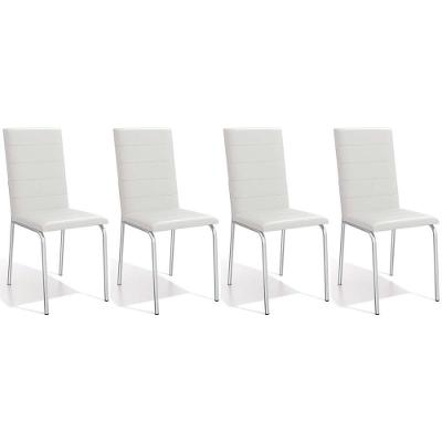 Cadeiras de Cozinha Amsterdã C091 Kit 4 Un Cromada - Assento Branco 106 - Kappesberg
