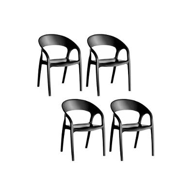 Kit 4 Cadeiras Sala Jantar Glass Plus UZ8004  4 Un Polipropileno Preto - Kappesberg