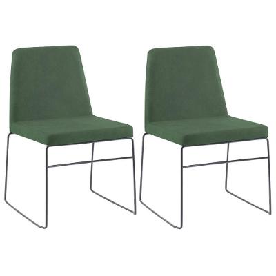 Kit 2 Cadeiras Estofadas Base Em Aço F41 Verde Verde