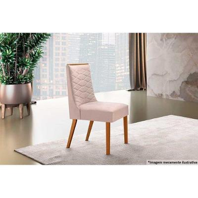 Kit 2 Cadeiras Sala Jantar Dafne Madeira 2 Un Capuccino/Linho Esmeralda - Rufato
