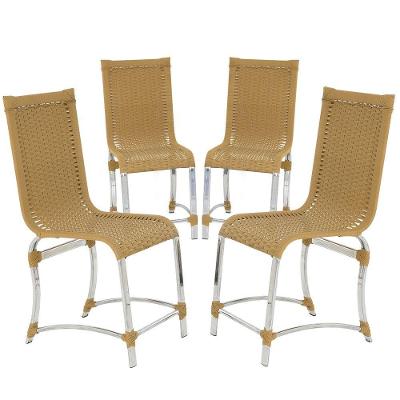 4 Cadeiras De Jantar Haiti Em Alumínio Ráfia