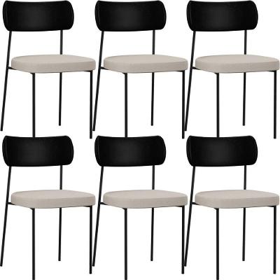 Kit 06 Cadeiras Para Sala De Jantar Melina L02 Preto Cru