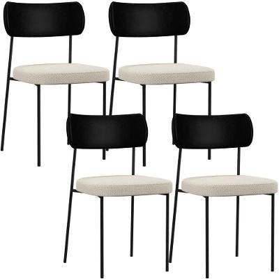 Kit 04 Cadeiras Sala De Jantar L02 Preto Champagne