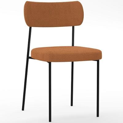 Cadeira Decorativa Estofada Para Sala De Jantar Melina L02 Bouclê Terracota