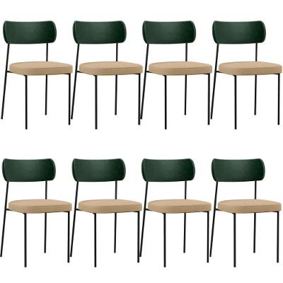 Kit 08 Cadeiras Sala De Jantar L02 Verde Musgo Bege Escuro