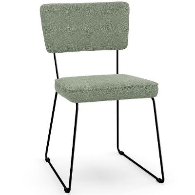 Cadeira Decorativa Estofada Para Sala De Jantar Base Em Aço Allana L02 Bouclê Oliva