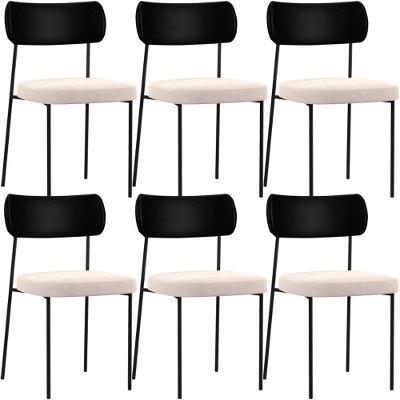 Kit 06 Cadeiras Sala De Jantar L02 Preto Suede Bege