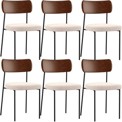 Kit 06 Cadeiras Sala De Jantar L02 Marrom Suede Bege