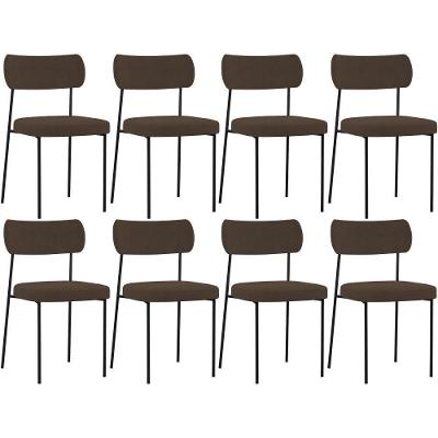 Kit 08 Cadeiras Sala De Jantar L02 Suede Marrom