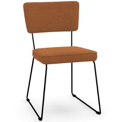 Cadeira Decorativa Estofada Para Sala De Jantar Base Em Aço Allana L02 Bouclê Terracota