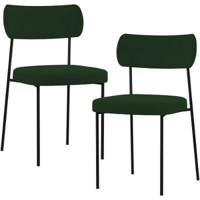 Kit 02 Cadeiras Para Sala De Jantar L02 Suede Verde Musgo