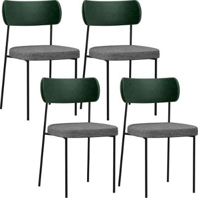 Kit 04 Cadeiras Para L02 Verde Musgo Cinza Escuro