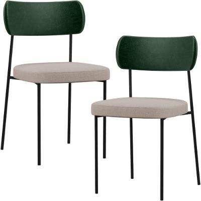 Kit 02 Cadeiras Para Sala De Jantar L02 Verde Musgo Bege