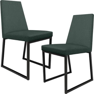 Kit 02 Cadeiras Sala Jantar Preto L02 Verde Musgo