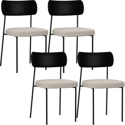 Kit 04 Cadeiras Para Sala De Jantar Melina L02 Preto Cru