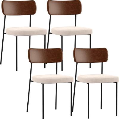 Kit 04 Cadeiras Sala De Jantar L02 Marrom Suede Bege