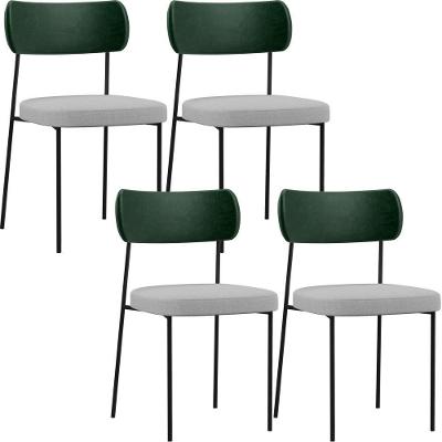 Kit 04 Cadeiras Para Sala De Jantar L02 Verde Musgo Cinza