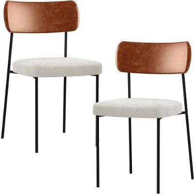 Kit 02 Cadeiras Sala De Jantar L02 Camel Bouclê Creme