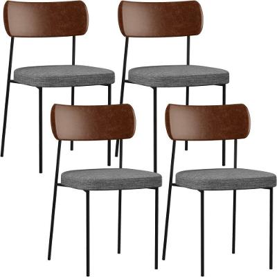 Kit 04 Cadeiras Sala De Jantar L02 Marrom Cinza Escuro