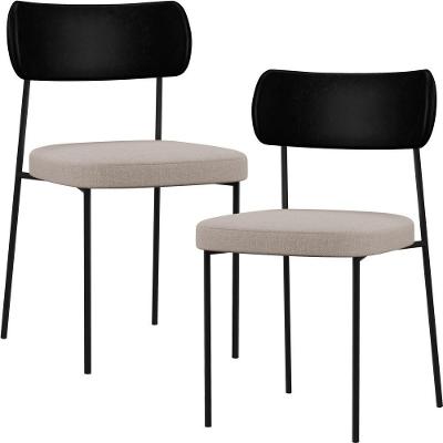 Kit 02 Cadeiras Sala De Jantar L02 Preto Bege