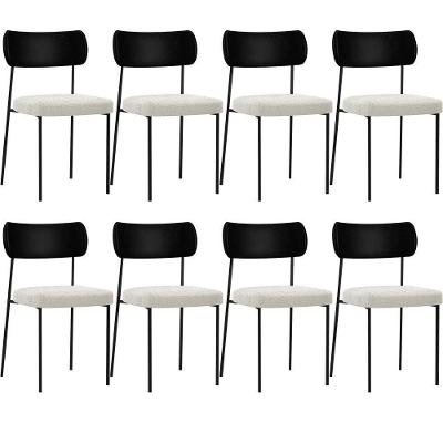 Kit 08 Cadeiras Sala De Jantar L02 Preto Bouclê Creme