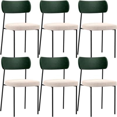 Kit 06 Cadeiras Sala De Jantar L02 Verde Musgo Suede Bege