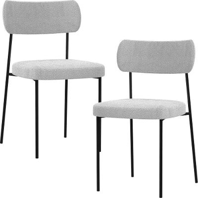 Kit 02 Cadeiras Para Sala De Jantar L02 Bouclê Cinza